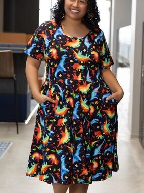 Svaha Rainbowsaurus maxi Dress xxl Rainbow Dinosaurs